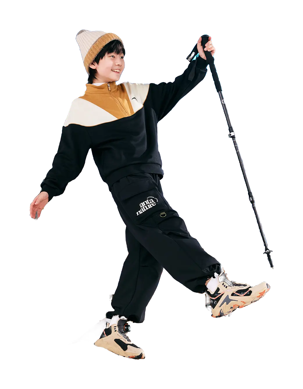 Antakids Slip Resistant, Abrasion Resistant, Rebound, Thermal Mid top Kids Outdoor Shoes Black Brown Gray Teenagers  vjsneaker.com