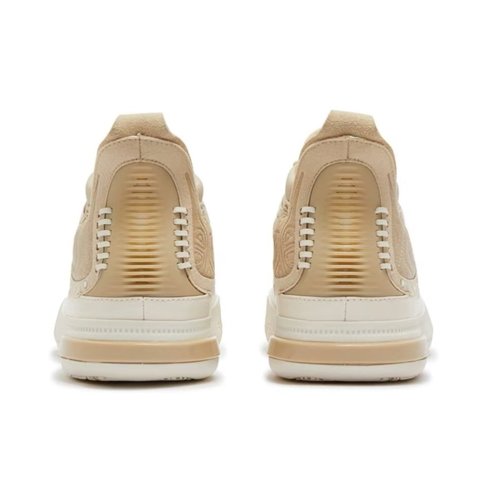 Back view of 361° Joker Yokei Generation One Basketball Shoes Men Mid-Top Lotus White/Apricot Tea Brown