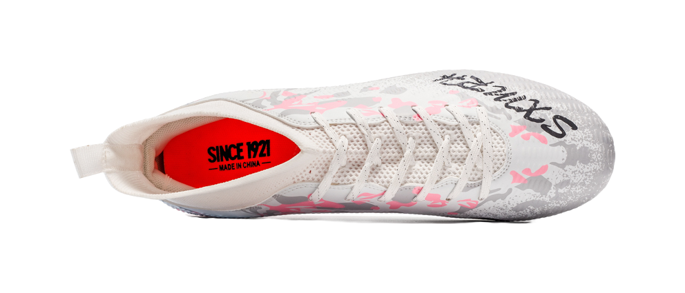 Binary FG Firm Ground Shock Absorbers Slip Resistant Abrasion Resistant Soccer Shoes Unisex White Pink 