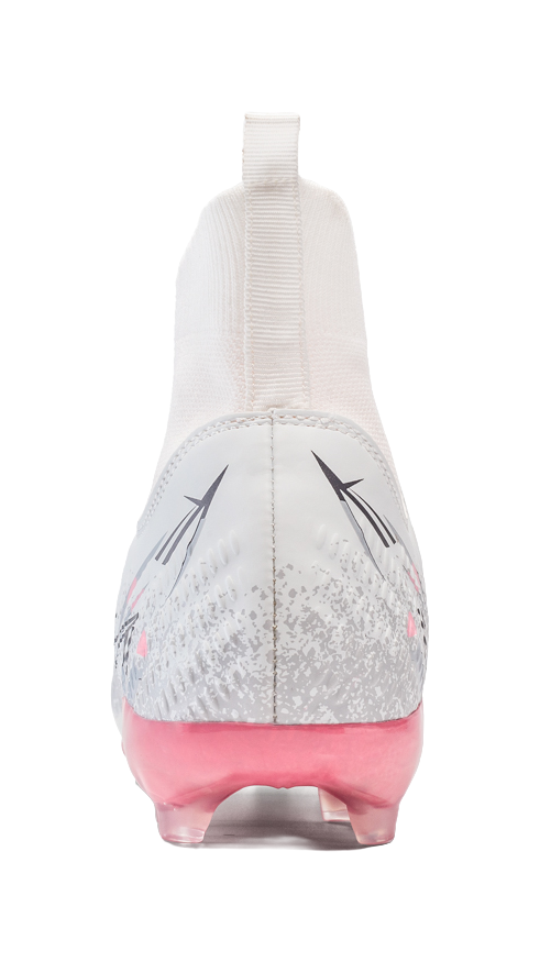 Binary FG Firm Ground Shock Absorbers Slip Resistant Abrasion Resistant Soccer Shoes Unisex White Pink 