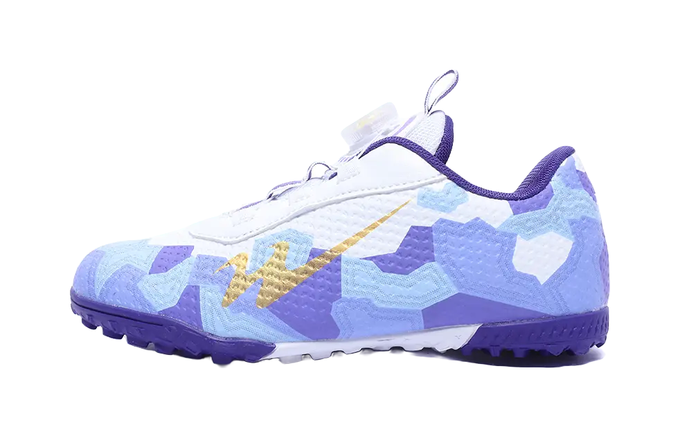 Binary Low Top Kids Soccer Shoes White Purple Kids 