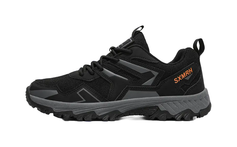 Binary Men's Low-Top Mountaineering Shoes - Shock Absorption Anti-Slip & Lightweight Black 