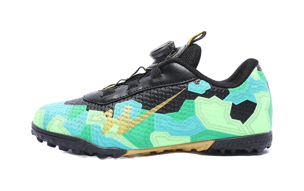 Binary Slip Resistant Anti Kick Cushioning Abrasion Resistant Breathable Low Top Kids Soccer Shoes Black Green Kids 