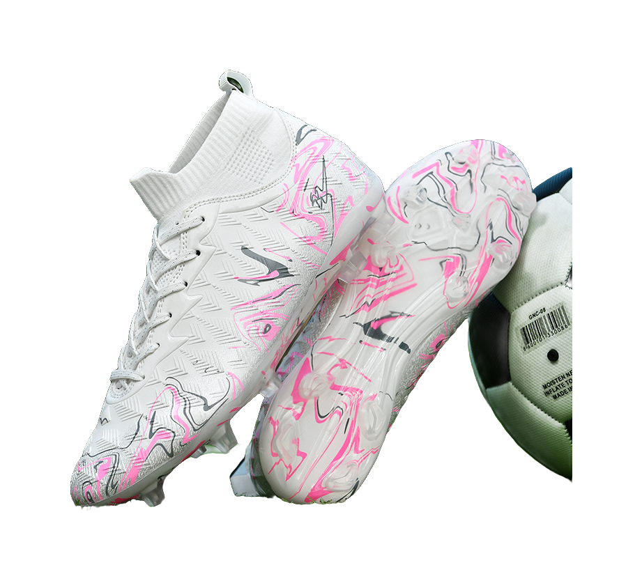 Binary Soccer Shoes Unisex High top Pink/White/Gray 