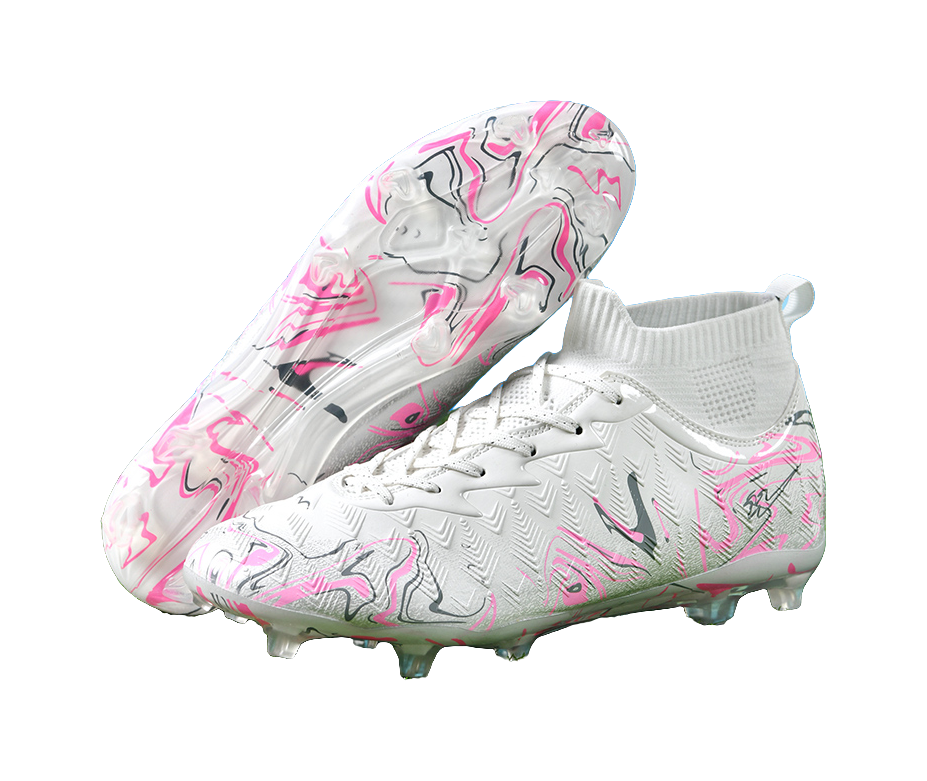 Binary Soccer Shoes Unisex High top Pink/White/Gray 