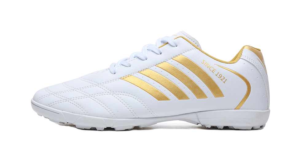 Binary TF Soccer Cleats - Turf Football Shoes with Shock Absorption Slip & Abrasion Resistant Unisex White Gold 