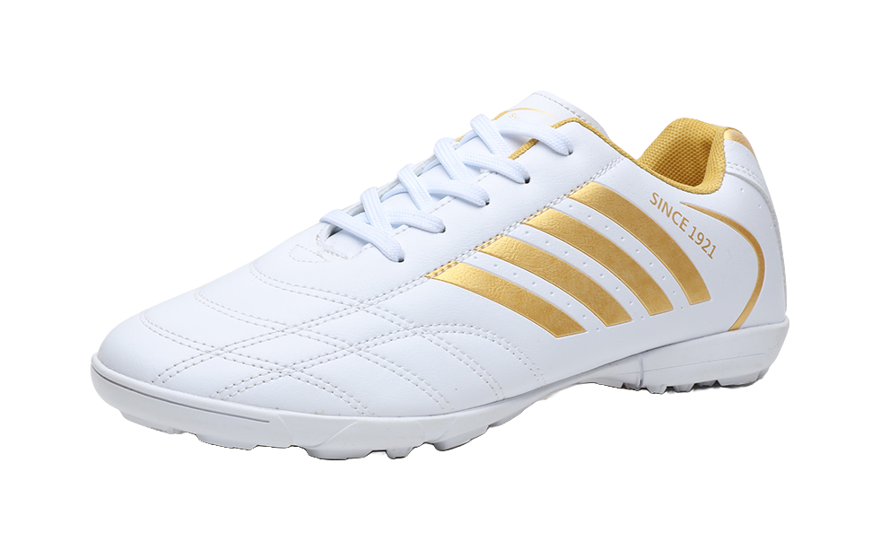 Binary TF Soccer Cleats - Turf Football Shoes with Shock Absorption Slip & Abrasion Resistant Unisex White Gold 