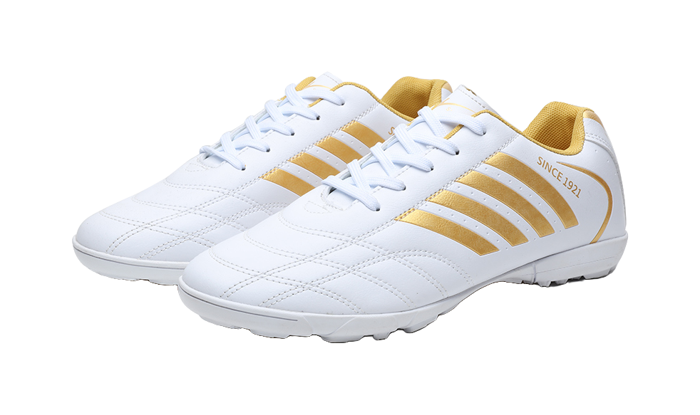 Binary TF Soccer Cleats - Turf Football Shoes with Shock Absorption Slip & Abrasion Resistant Unisex White Gold 