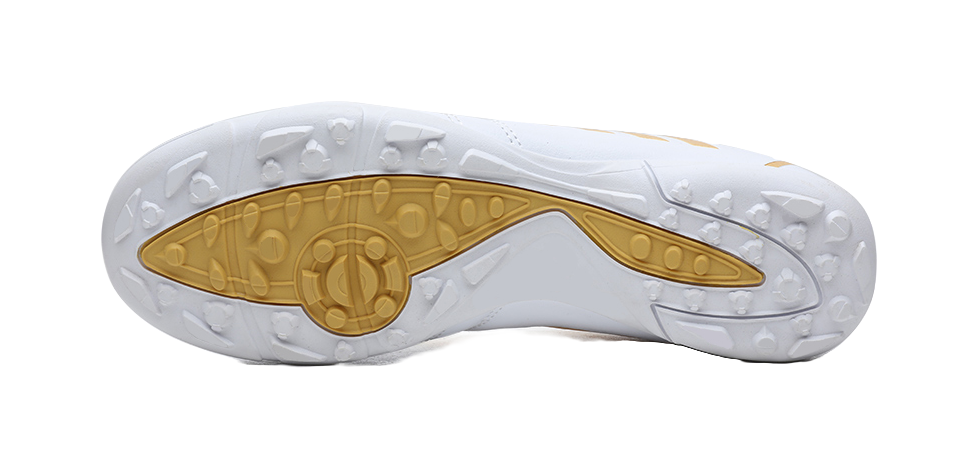 Binary TF Soccer Cleats - Turf Football Shoes with Shock Absorption Slip & Abrasion Resistant Unisex White Gold 