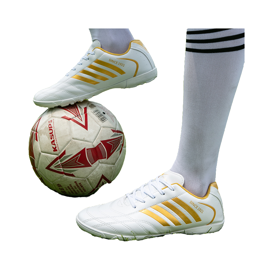 Binary TF Soccer Cleats - Turf Football Shoes with Shock Absorption Slip & Abrasion Resistant Unisex White Gold 