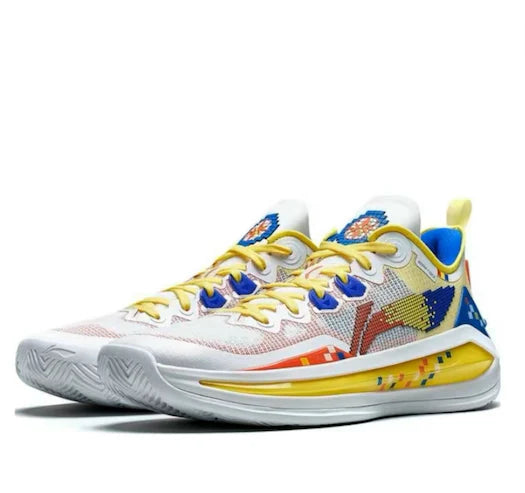 Li-Ning Liren 3 V2 Pixel Low-Top Basketball Shoes - Anti-Slip, Wear-Resistant - Unisex Yellow/Red/Blue  vjsneaker.com