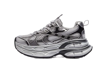 CAMEL Silver Moon Chunky Sneakers Mens Low top Black/Silver, Gray/Gunmetal/Black  vjsneaker.com