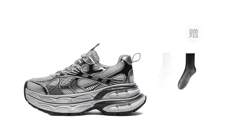 CAMEL Silver Moon Chunky Sneakers Mens Low top Black/Silver, Gray/Gunmetal/Black  vjsneaker.com