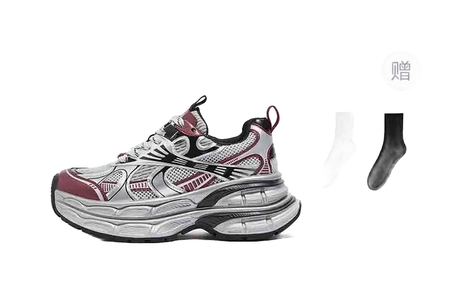 CAMEL Silver Moon Chunky Sneakers Mens Low top Black/Silver, Gray/Gunmetal/Black  vjsneaker.com