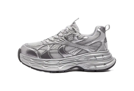 CAMEL Silver Moon Chunky Sneakers Mens Low top Black/Silver, Gray/Gunmetal/Black  vjsneaker.com