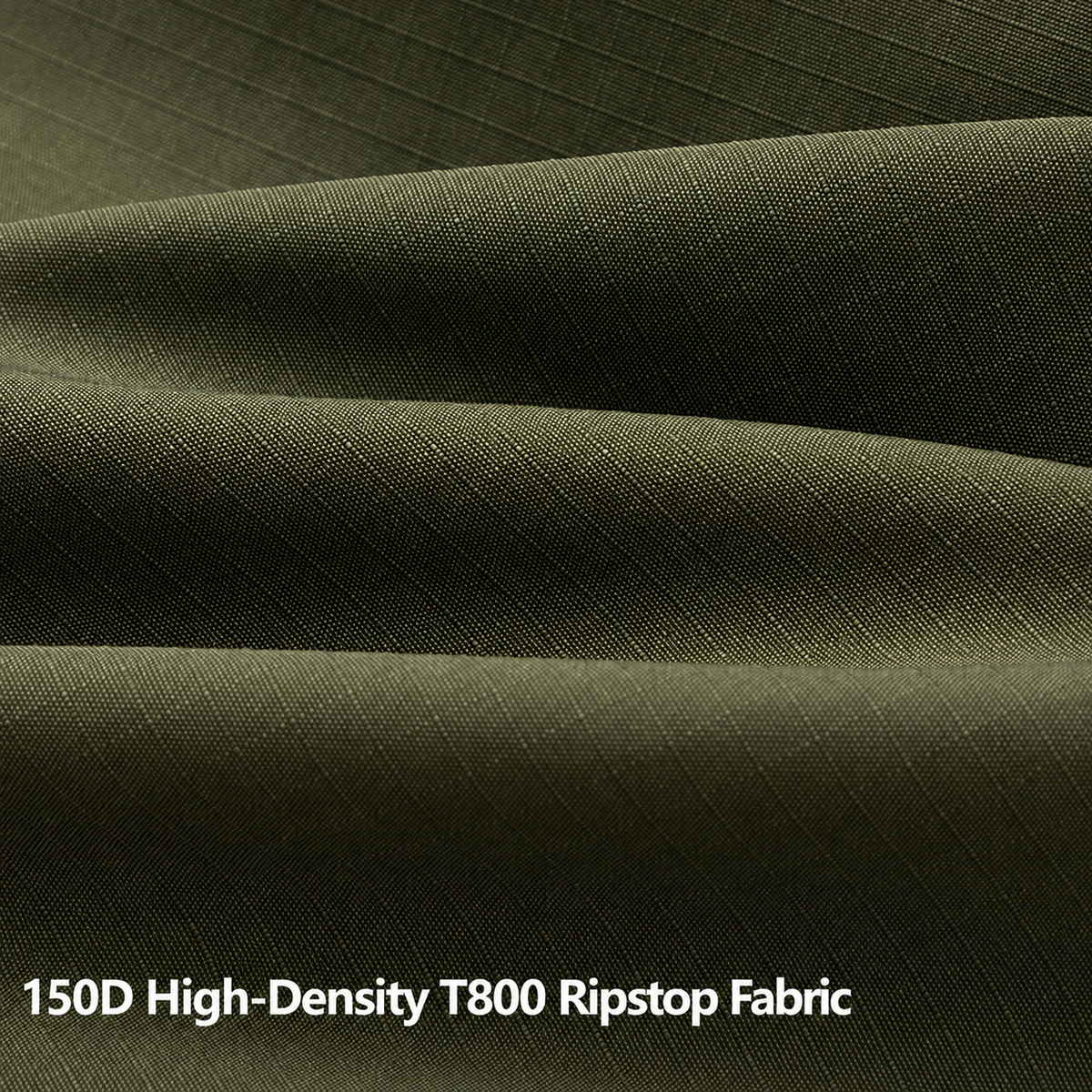 Ripstop fabric swatch for tactical field pants, dark green
