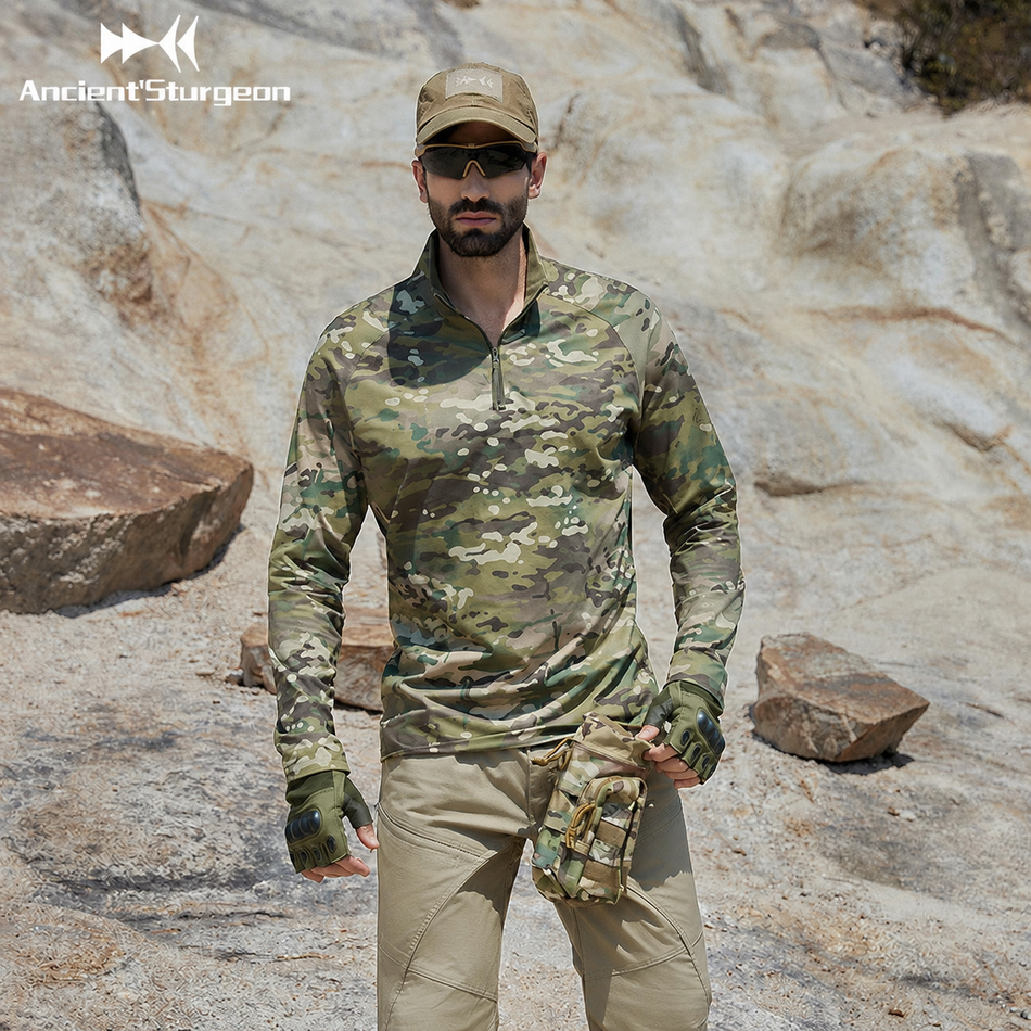 AncientSturgeon Tactical Stand-Collar Long-Sleeve Training Top "Camouflage" AS0225009 - Training Top Unisex Camouflage