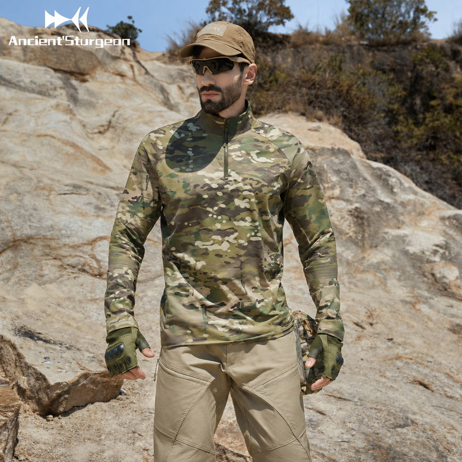 AncientSturgeon Tactical Stand-Collar Long-Sleeve Training Top "Camouflage" AS0225009 - Training Top Unisex Camouflage