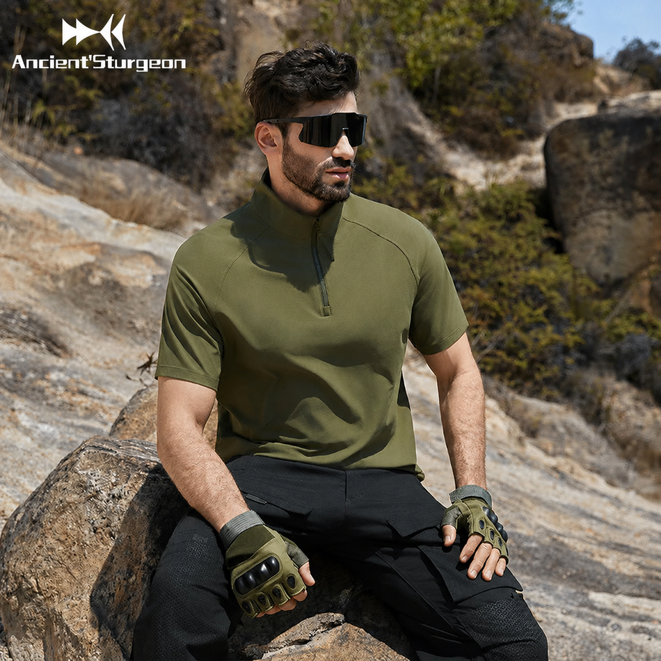 AncientSturgeon Tactical Stand-Collar Training Top "Military Green" AS0225012 - Training Top Unisex Military Green