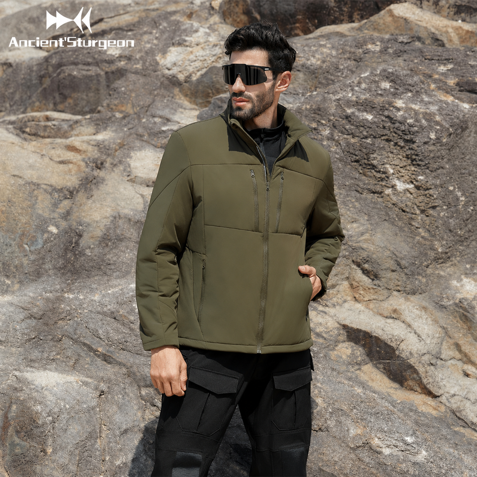 Cavalry green lightweight padded jacket with full zip and stand collar