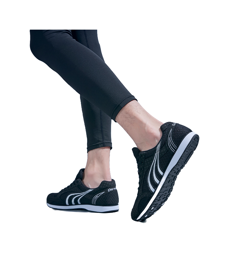 DO WIN Cushioned Slip Resistant Abrasion Resistant Breathable Low Top Running Shoes Unisex Black 