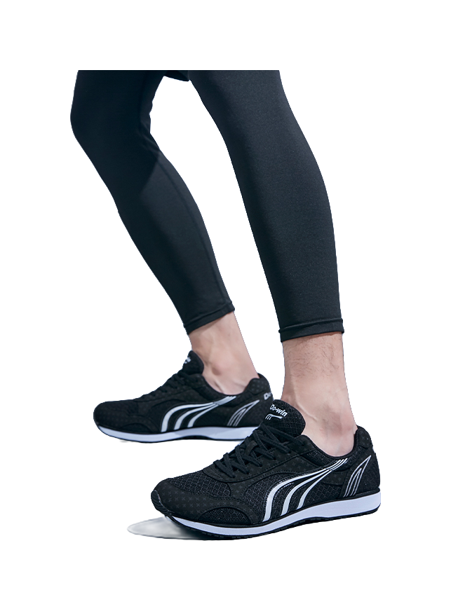 DO WIN Cushioned Slip Resistant Abrasion Resistant Breathable Low Top Running Shoes Unisex Black 