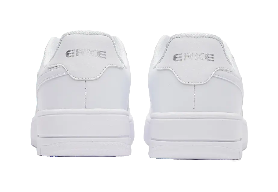 Erke Air Force One Abrasion Resistant Breathable Low top Skateboard Shoes Mens White Silver  vjsneaker.com