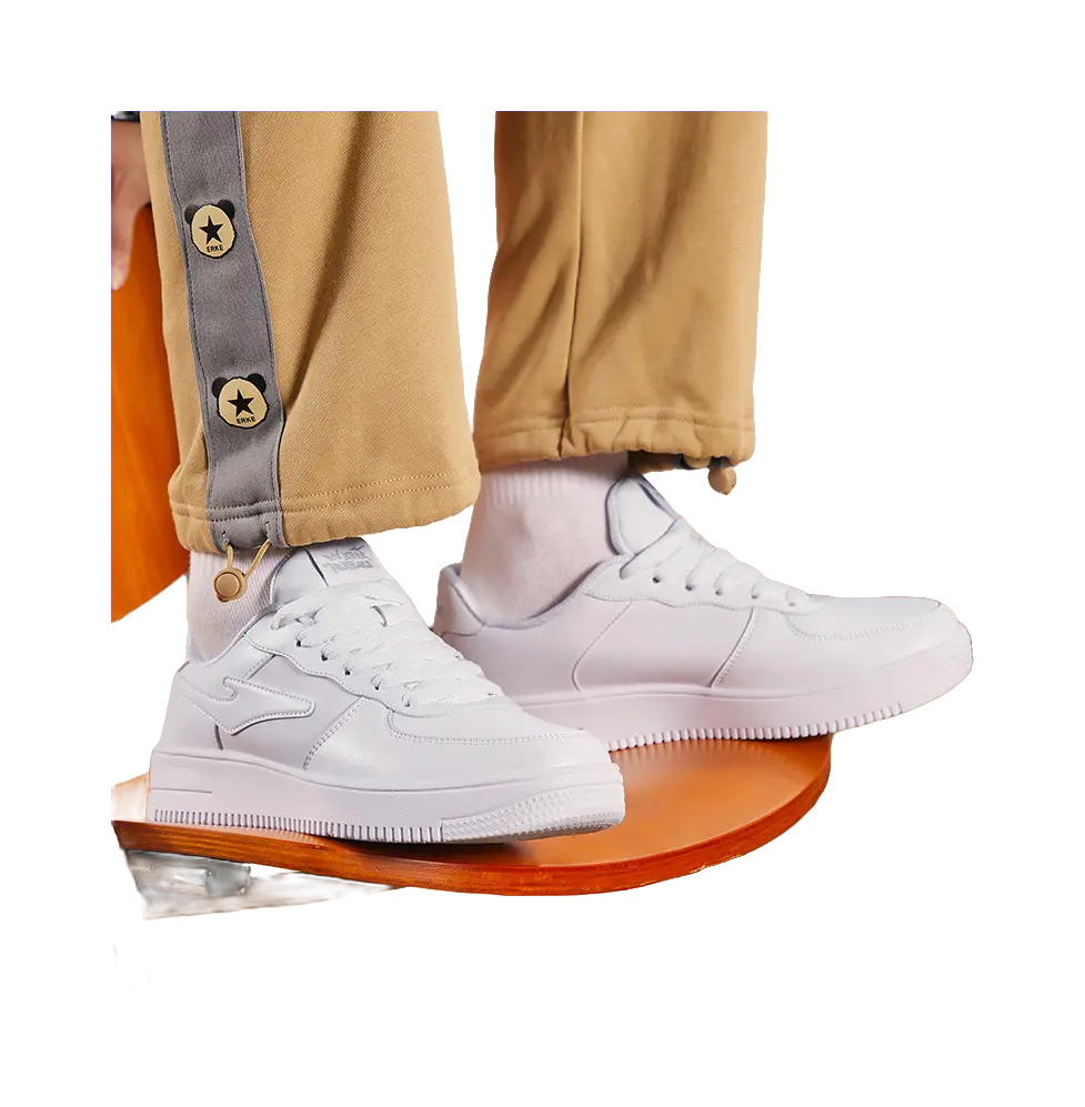 Erke Air Force One Abrasion Resistant Breathable Low top Skateboard Shoes Mens White Silver  vjsneaker.com