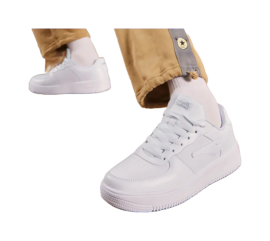 Erke Air Force One Abrasion Resistant Breathable Low top Skateboard Shoes Mens White Silver  vjsneaker.com