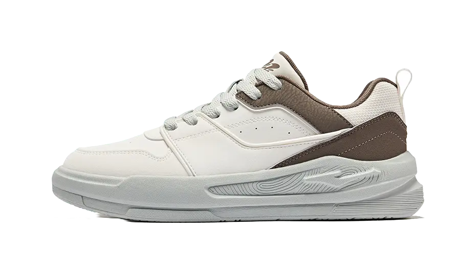 Erke Anti-Slip And Wear-Resistant Breathable Low-Top Skateboard Shoes Men's Microcrystal White Brown Stone 