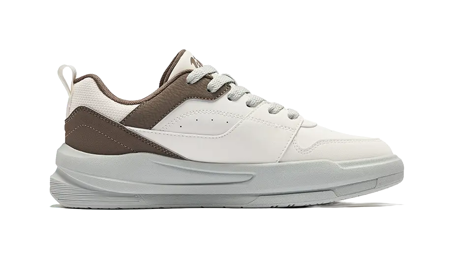 Erke Anti-Slip And Wear-Resistant Breathable Low-Top Skateboard Shoes Men's Microcrystal White Brown Stone 