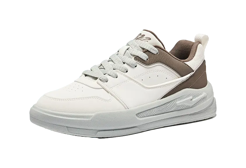 Erke Anti-Slip And Wear-Resistant Breathable Low-Top Skateboard Shoes Men's Microcrystal White Brown Stone 