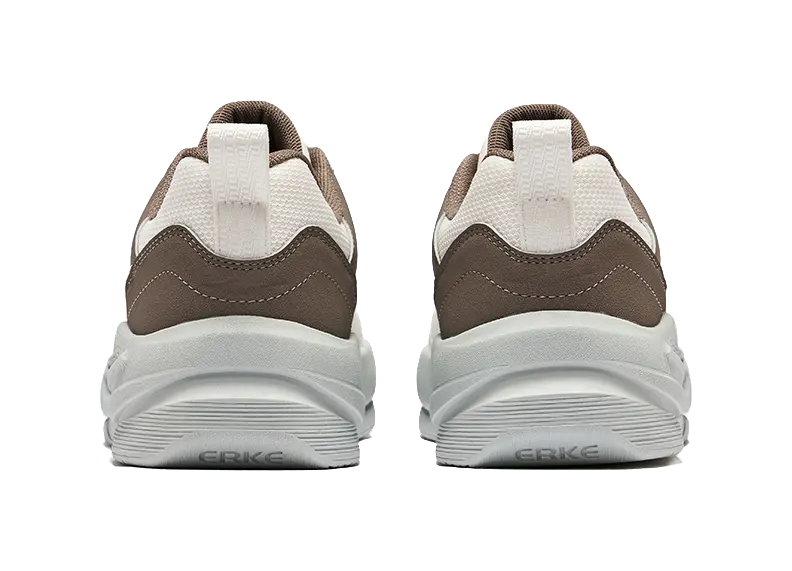 Erke Anti-Slip And Wear-Resistant Breathable Low-Top Skateboard Shoes Men's Microcrystal White Brown Stone 