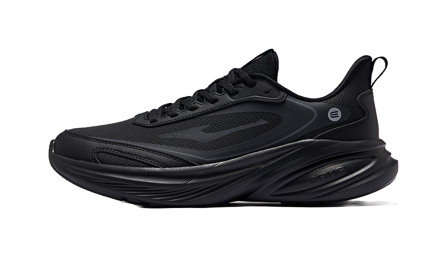 Erke Cushioning, Slip Resistant, Lightweight Low top Training City Commute Running Shoes Men's Jet Black 