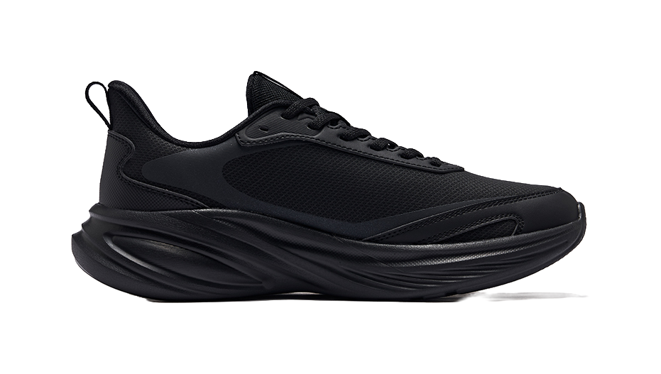 Erke Cushioning, Slip Resistant, Lightweight Low top Training City Commute Running Shoes Men's Jet Black 