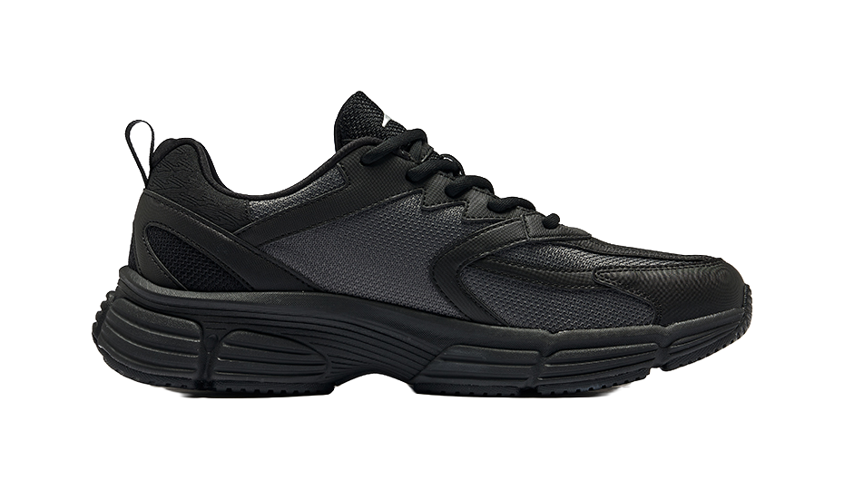 Erke Fishbone Secret Network Abrasion Resistant Breathable Low top Casual Shoes Men's Jet Black Carbon Gray 