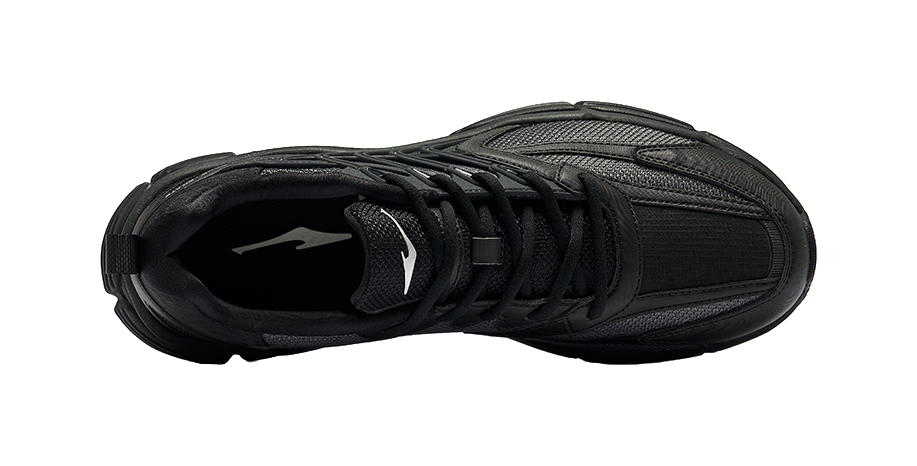 Erke Fishbone Secret Network Abrasion Resistant Breathable Low top Casual Shoes Men's Jet Black Carbon Gray 