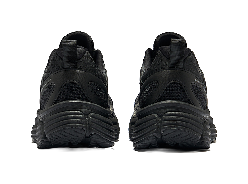 Erke Fishbone Secret Network Abrasion Resistant Breathable Low top Casual Shoes Men's Jet Black Carbon Gray 