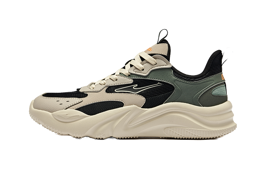 Erke Flowing Clouds Slip Resistant Abrasion Resistant Low top Casual Shoes Men's Jet Black Ironman Gray 