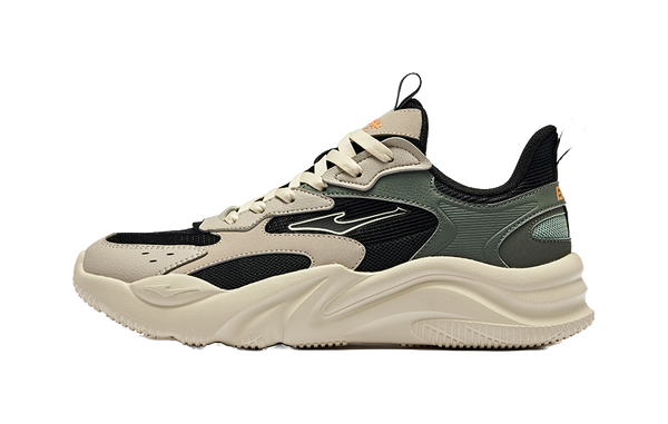 Erke Flowing Clouds Slip Resistant Abrasion Resistant Low top Casual Shoes Men's Jet Black Ironman Gray 