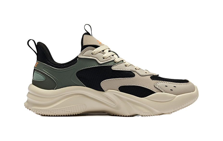 Erke Flowing Clouds Slip Resistant Abrasion Resistant Low top Casual Shoes Men's Jet Black Ironman Gray 