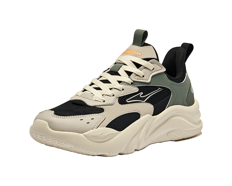 Erke Flowing Clouds Slip Resistant Abrasion Resistant Low top Casual Shoes Men's Jet Black Ironman Gray 