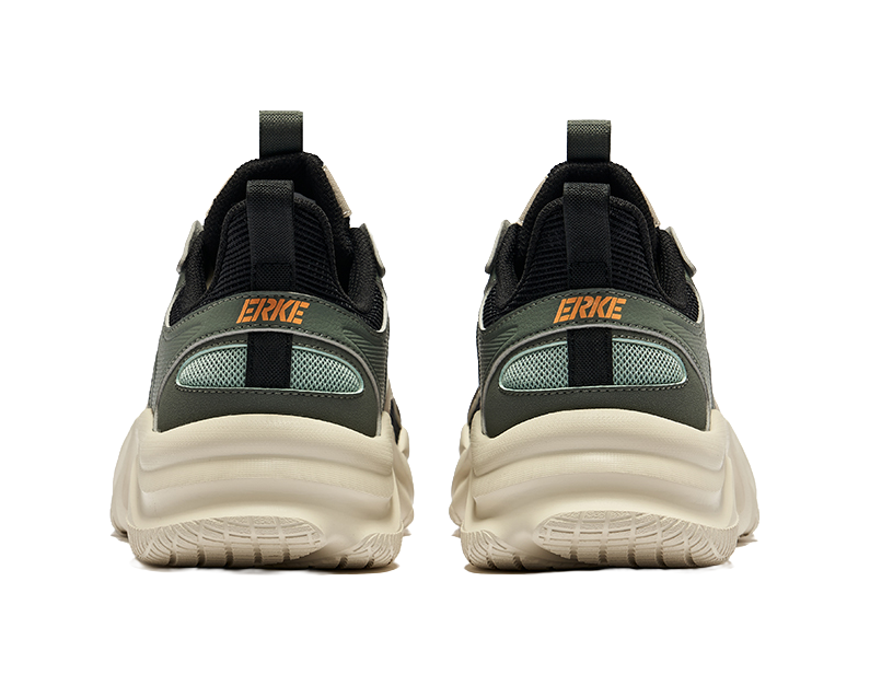 Erke Flowing Clouds Slip Resistant Abrasion Resistant Low top Casual Shoes Men's Jet Black Ironman Gray 