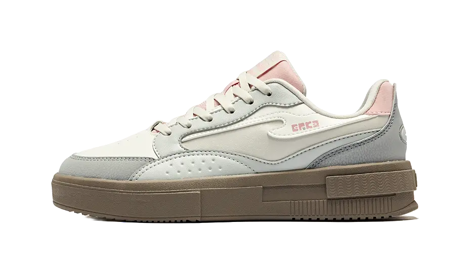 Erke Stunning Slip Resistant Abrasion Resistant Low top Skateboard Shoes Women's Microcrystal White Dew Gray 