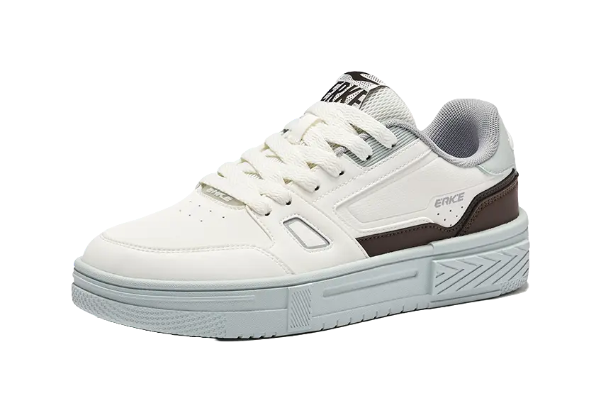 Erke Thousand Peaks Anti Slip Wear Resistant Low Top Skateboard Shoes Men's Microcrystal White Dark Sandalwood 