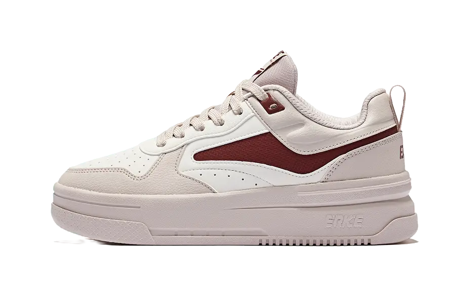 Erke Uninhibited Anti-Slip Wear-Resistant Low-Top Skateboard Shoes Women's Pink Brush Gray Microcrystalline White 