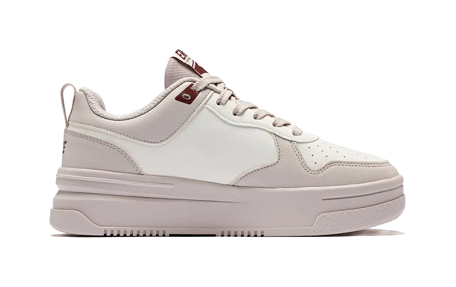 Erke Uninhibited Anti-Slip Wear-Resistant Low-Top Skateboard Shoes Women's Pink Brush Gray Microcrystalline White 