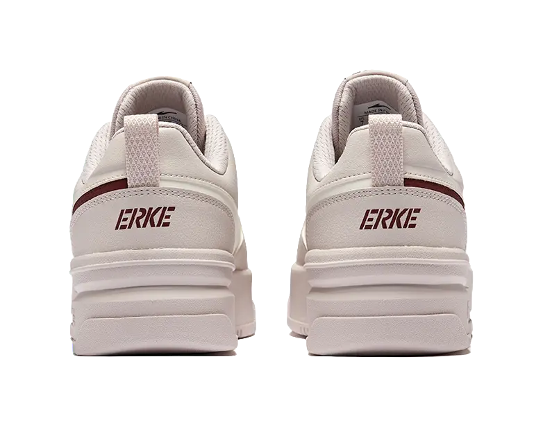 Erke Uninhibited Anti-Slip Wear-Resistant Low-Top Skateboard Shoes Women's Pink Brush Gray Microcrystalline White 