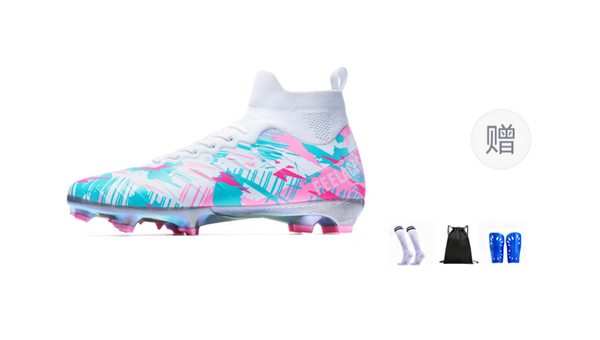 FEELACES AG Artificial Ground Natural Grass Slip Resistant Coverage Support Soccer Shoes Unisex Pink 