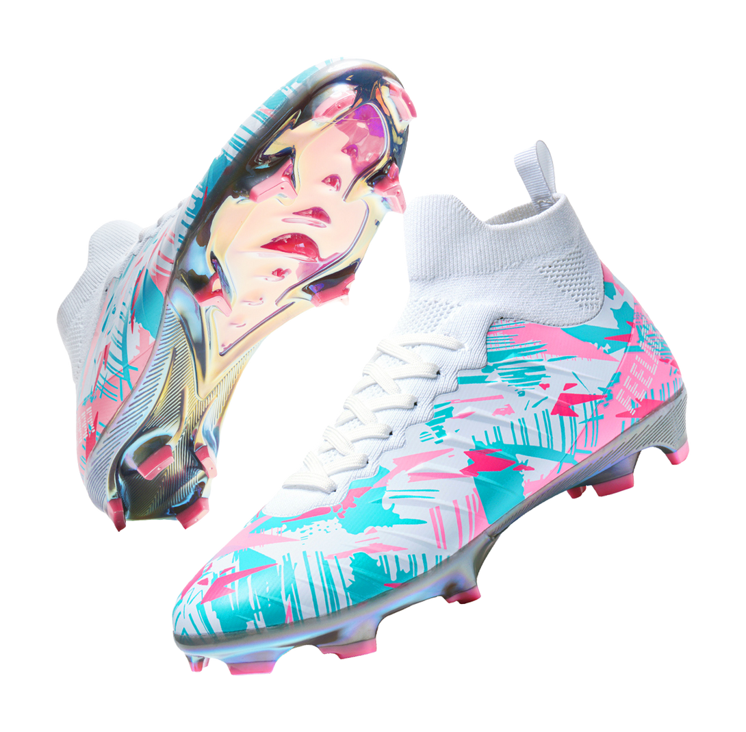 FEELACES AG Artificial Ground Natural Grass Slip Resistant Coverage Support Soccer Shoes Unisex Pink 